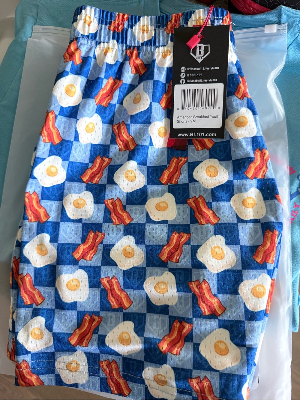 BL 101 Kids' Blue Breakfast Print Shorts